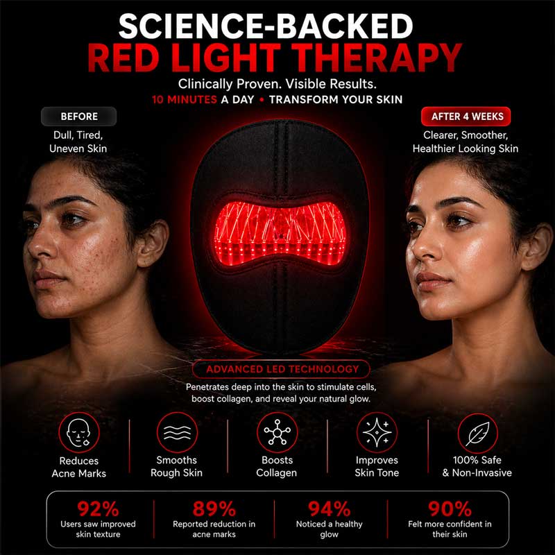 Red Light Face Mask – Anti-Aging LED Therapy Mask for Glowing & Youthful Skin (Men & Women) | Free Cash on Delivery