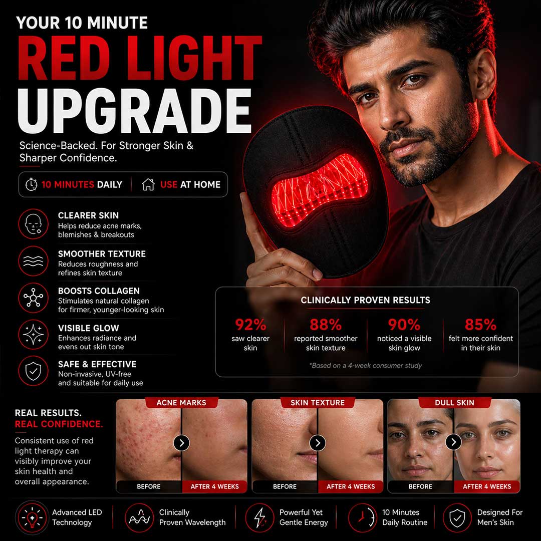 Red Light Face Mask – Anti-Aging LED Therapy Mask for Glowing & Youthful Skin (Men & Women) | Free Cash on Delivery - Image 4