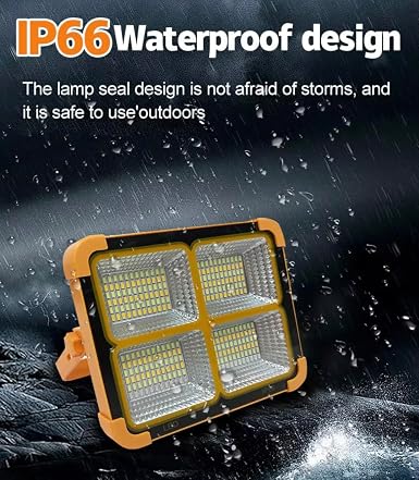 GlowBase Solar LED Flood Light, 100W, 16500 mAh Rechargeable, Waterproof Outdoor Light for Farms, Garage, Camping - Image 3